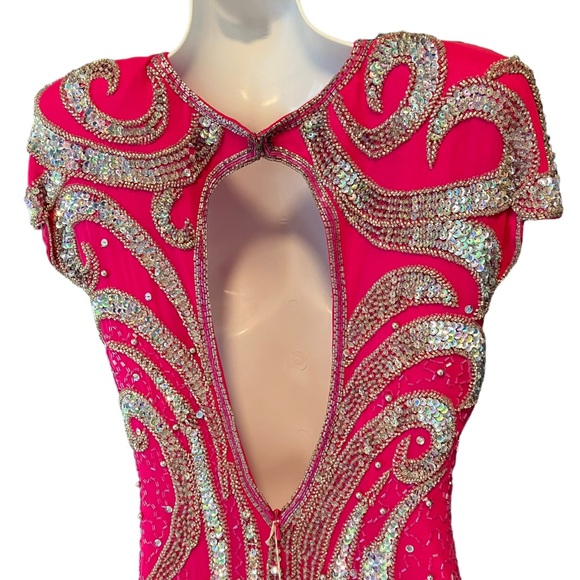 Vintage NWT Alyce Designs Fuschia Pink with Silver Sequins Full Length Dress - Picture 8 of 16
